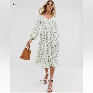 Asos Floral Print Swing Midi Dress